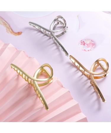 Shop Stylish Pop Full 3-Piece Large Metal Hair Clips for Women | Slipproof Hair Needles - Rose Gold Silver & Gold - Buy Online on GoSupps.com