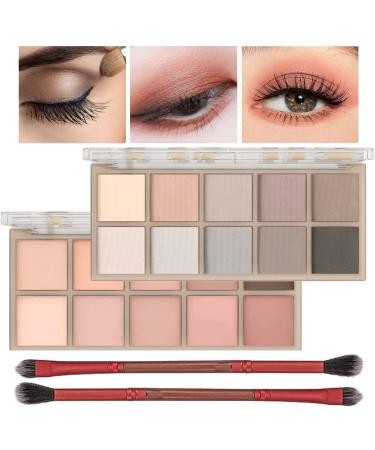 10 Colors Eyeshadow Palette Matte Nude Shimmer Matte Eye Makeup Palette High Pigmented Naturing-Looking Ultra-Blendable Long Lasting High Pigment Matte Eyeshadow with 2 Eyeshadow Brush (04+05)