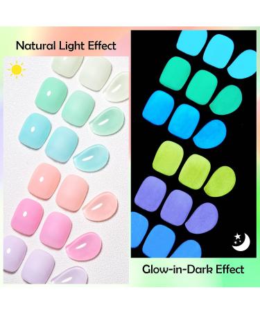 MTSSII Glow in the Dark Gel Nail Polish Set - 6 Colors Luminous Jelly Gel Polish Kit for Fluorescent Bright Nails - Soak Off UV Polish for Christmas & Halloween Gifts - Women's Jelly Glow Collection - Buy Online on GoSupps.com