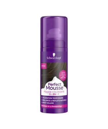 Schwarzkopf - Temporary Mousse Hair Color - Natural Shine and Highlights - Volume Effect - Perfect Mousse 3in1 - Brown 4-0