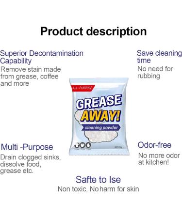 Powder Cleaner Kitchen Workbench Grease Stain Remover Solvent Degreasing Grease Away Cleaning 25g - Buy Online on GoSupps.com