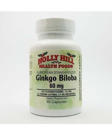 Holly Hill Health Foods Ginkgo Biloba 60 MG 60 Capsules 60 Count (Pack of 1)