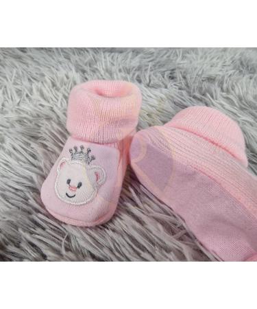 Royal Icon 2 x Pairs Baby Booties 0-3 Months | Soft & Stylish Newborn Slippers | Ideal for Indoor & Outdoor Use | White Pink Teddy Design - Buy Online on GoSupps.com