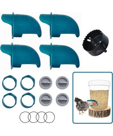 Whimsii chicken feed dispenser no waste automatic chicken feed dispenser rodan weatherproof poultry feed station for chickens & ducks (4 feed dispenser + hole saw) - Buy Online on GoSupps.com