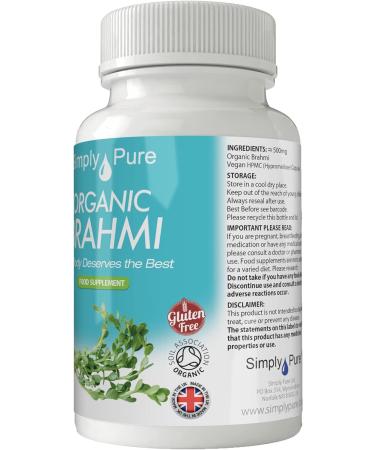 Organic Brahmi Capsules x 90 - 100% Natural, Soil Association Certified, Gluten & GM Free, Vegan - Buy Online on GoSupps.com