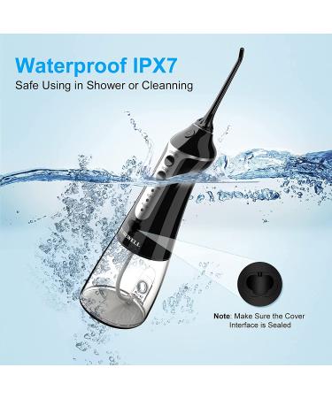 Water Dental Flosser Cordless - 300ML Portable Oral Irrigator with 3 Modes, 5 Water Jet Tips, IPX7 Waterproof - Teeth Cleaner for Braces, Travel - Black - Buy Online on GoSupps.com