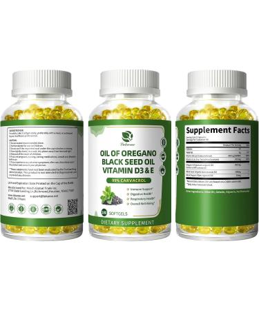 Organic Oregano Oil Capsules with Black Seed Oil Ultra-Concentrated 99% Carvacrol 5-in-1 with Vitamin D3 E Black Pepper Immune Respiratory Digestive & Antioxidant* 180 Softgels Easy to Swallow 180 Count (Pack of 1) - Buy Online on GoSupps.com