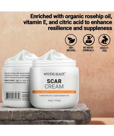 Scar Cream for Clear Smooth Skin | Advanced Repair with Vit C E Rosehip & Aloe Vera | Lightens Acne & Improves Elasticity - 4 oz - Buy Online on GoSupps.com