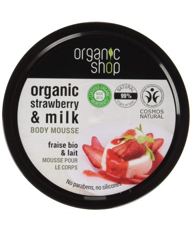 Organic Shop Body Mousse Strawberry Yoghurt - 250ml Organic Strawberry & Milk - Hydrating Body Care - Buy Online on GoSupps.com
