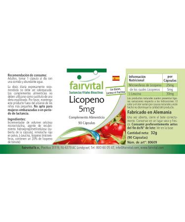 Fairvital | Lycopene 5mg - box of 3 months - VEGAN - Highly dosed - 90 capsules - from tomato extract - Buy Online on GoSupps.com