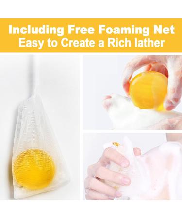 Kojic Acid Soap Bars 200g - Vitamin C E Retinol & Collagen | 2 Pack Turmeric Bath Soap for Men & Women - Foaming Net Included - Buy Online on GoSupps.com