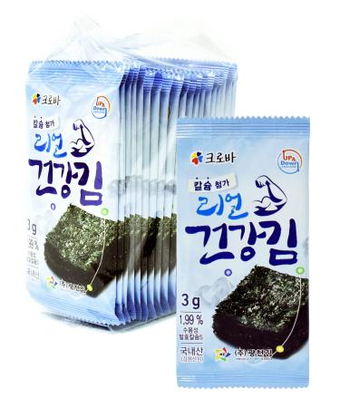 Kwangcheonkim Clover Real Healthy Kim 3g x 20 pack Total 60g Premium Natural Roasted Laver No Plastic Tray Eco Package Seasoned Seaweed Snack K-food Asian Food KETO VEGAN DIET Gluten Sugar MSG Free On-The-Go Snack for Kids & Adults