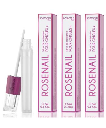 Rosegold Rosenail growth serum for nails strengthening care longer nails strong and beautiful - Baobab extract - 97% of course - without hormone without perfume - vegan (3 months) 3 ml (3 pack)