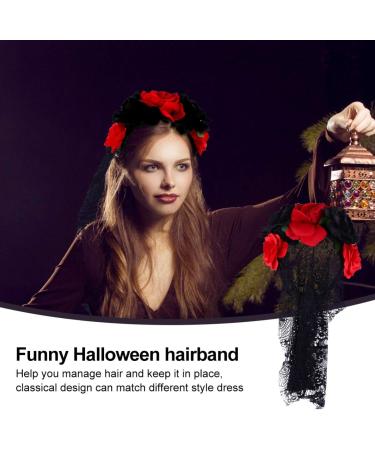 Lurrose Day of the Dead Headband - Mexican Halloween Veil & Rose Crown for Women | Dia de los Muertos Accessory - Buy Online on GoSupps.com