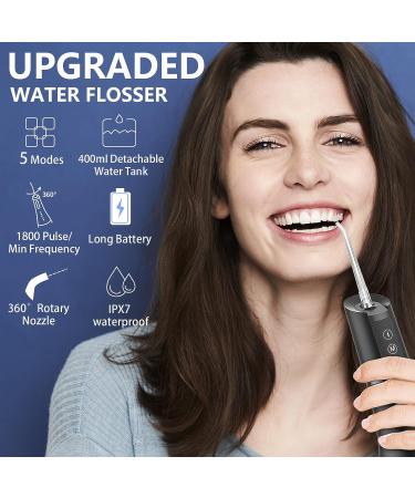 Rechargeable Cordless Water Flosser with 5 Modes | Teeth Cleaner & Plaque Remover for Braces | 400ML Black - Buy Online on GoSupps.com