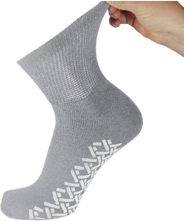 Men's Non-Skid Diabetic Cotton Quarter Socks - 12 Pack, Size 10-13, Grey - Buy Online on GoSupps.com
