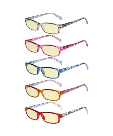 Eyekepper 5 Pack Computer Glasses Digital Eye Strain Prevention Blue Light Filter Reading Glasses Yellow Tinted +1.25 +1.25 Blue Light Blocking-b60-5 Pairs