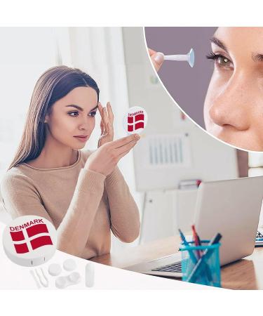 Denmark Flag Round Contact Lens Kit - Portable Storage Box with Mirror | Cute Lens Holder - Buy Online on GoSupps.com