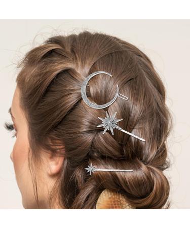 NUSITOU 2 Sets Retro Geometric Diamond Hairpin Set Silver Barrettes Star Silver Star Hair Clips Star Hair Pins Hair Jewelry Decorative Hair Clips Star Clips Side Clip Alloy Antique Silver - Buy Online on GoSupps.com