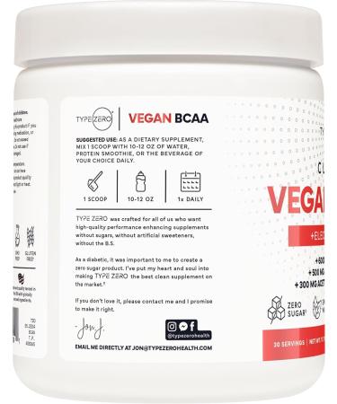 Buy Type Zero Ultra Clean Vegan BCAA Powder + Electrolytes (Hawaiian Punch) - 6G 2:1:1 Sugar-Free Amino Acids Supplement for Men & Women - Best Post-Workout Vegan Drink - Buy Online on GoSupps.com