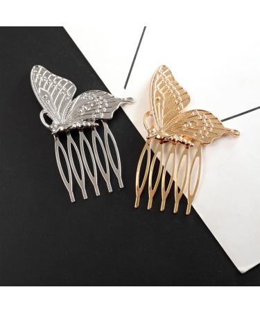 amangul Butterflies Hair Comb Clip Metal Hair Clip for Thick Hair for Women Styling Strong Hold Decorative Hair Accessories - Buy Online on GoSupps.com