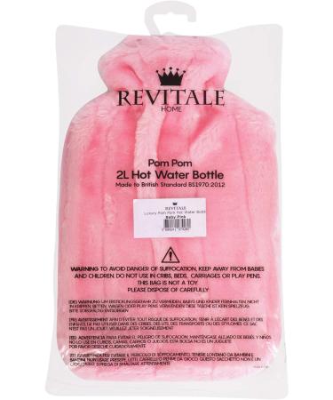 Revitale Luxury Faux Fur Pom Pom Hot Water Bottle - 2 Litre (Baby Pink) - Buy Online on GoSupps.com
