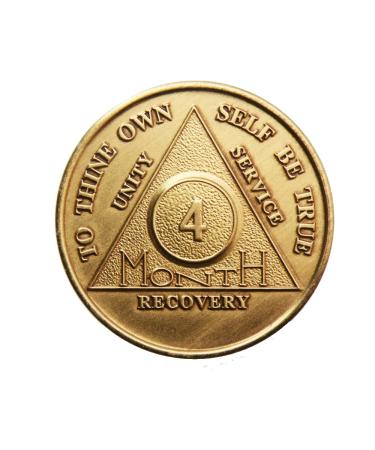 4 Month Bronze AA (Alcoholics Anonymous) - Sober / Sobriety / Birthday / Anniversary / Recovery / Medallion / Coin / Chip
