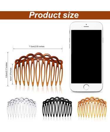 16-Piece Women's Hair Comb Set - French Twist Decorative Combs for Bridal Wedding Veil - Plastic Hair Clips for Girls in Black, Transparent, Light Coffee, Dark Coffee - Buy Online on GoSupps.com