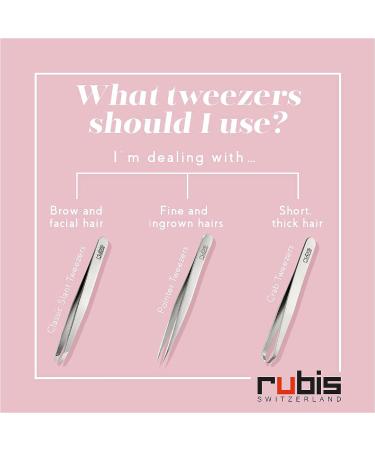 Rubis Classic Stainless Steel Slanted Tweezers | Precision Eyebrow & Hair Removal Tool | Made in Switzerland | Pink - Buy Online on GoSupps.com