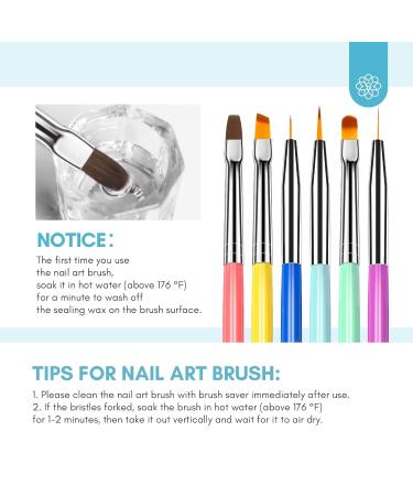 SAVILAND 6PCS Nail Art Brushes Set - Multi-Functional Gel Nail Brush Tools for Nail Design Extension & Liner - Ideal for DIY Nail Art in Vibrant Colors - Buy Online on GoSupps.com