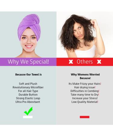 4 Pack Cash & Cart Microfiber Hair Towel Wrap for Women - Ultra Soft & Quick Drying Head Turbans - Super Absorbent Hair Towel for All Hair Types - Buy Online on GoSupps.com