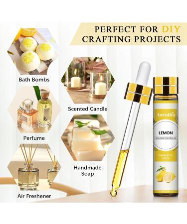 Aoruilia 10ml Lemon Essential Oil 100% Pure Premium Grade Lemon Oils for Diffuser Home Cleaning Aromatherapy Diffuser Spa Yoga Candle Making Lemon 10 ml (Pack of 1) - Buy Online on GoSupps.com