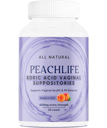 Boric Acid Suppositories in Vegetable Capsules by Peachlife - USA Made for Vaginal pH Balance - Buy Online on GoSupps.com