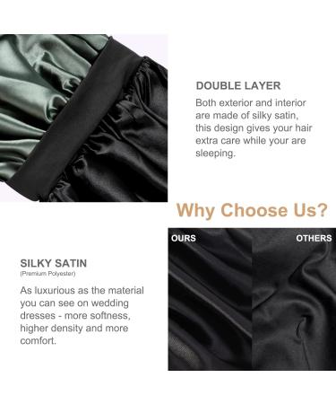 Silk Satin Hair Bonnet for Women - Olive Green Sleep Cap for Curly Hair | Adjustable Wide Band, Double Layer Design | Hat Hut - Buy Online on GoSupps.com