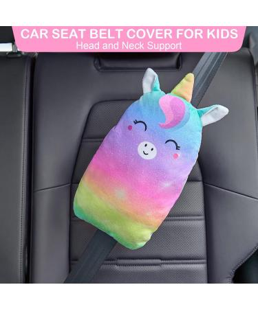 Unicorn Castle Seatbelt Pillow: Kids Car Seat Head Support & Strap Cover - Rainbow - Buy Online on GoSupps.com
