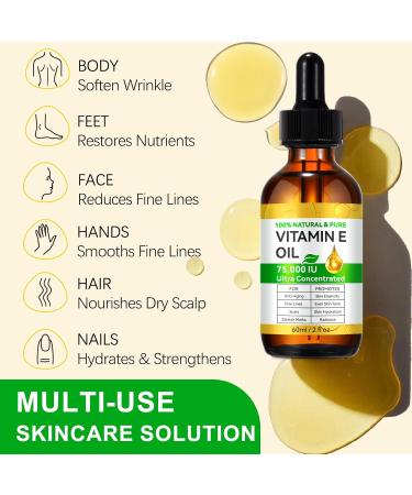  NIFEISHI Pure Vitamin E Oil for Skin and Hair 100% Natural 75 000 IU Moisturizes Repairs and Protects Non-greasy  - Buy Online on GoSupps.com