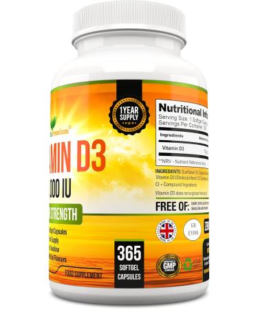 High Strength Vitamin D3 3000 IU Supplement - 365 Easy Swallow Softgels | Full Year Supply - Buy Online on GoSupps.com