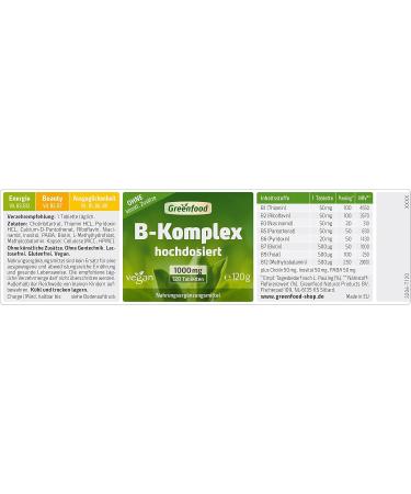 Greenfood B-Complex 50 - High Dose 120 Vegan Tablets | All B Vitamins for Nerve Immune Energy Skin & Hair Health - Buy Online on GoSupps.com
