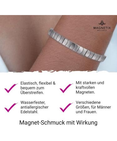Magnetix Wellness Flexi Magnetic Turntable Classix | Silver Magnetic Jewelry in Matt Gloss Design | Perfect Fit for Swollen Wrists XL | Shop Internationally - Buy Online on GoSupps.com
