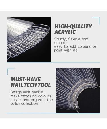 50-Piece Transparent Nail Swatches Sticks with Metal Buckle - Professional Nail Colour Display for Beginner & Salon - Clear - Buy Online on GoSupps.com