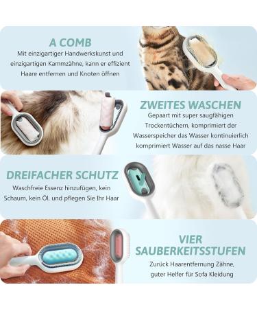 Multifunctional Dog & Cat Brush with Water Tank | Pet Hair Removal & Massage Comb | Ideal for Long Hair - Blue - Buy Online on GoSupps.com