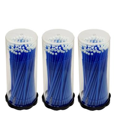 300 pieces - 3 x 100 pieces microbrush applicator microfiber brush cleaning stick mini island of micro -sticks - blue 2.5 mm for eyelash extensions