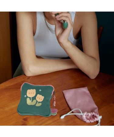 Healvian Flower Makeup Bag | Sanitary Napkin Storage & Menstrual Pad Holder | Portable Zipper Bag for Tampons & Coins | First Period Kit | Green Women's Makeup Bag - Buy Online on GoSupps.com