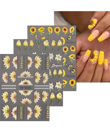 FULDGAENR 5D Embossed Flower Nail Stickers - Self Adhesive Botanical Designs for Nail Art - Buy Online on GoSupps.com