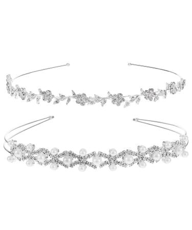 Pangda Rhinestone Bridal Headband - Wedding Flower Girl Tiara with Pearl Diamond Crown - Buy Online on GoSupps.com