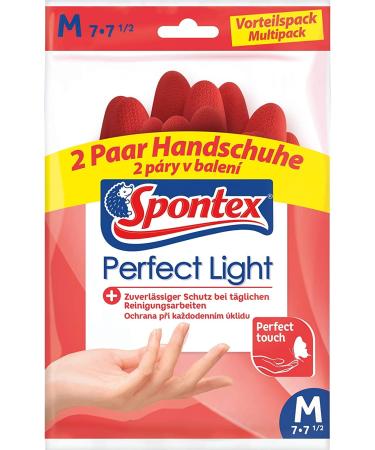 Spontex Perfect Light Household gloves ideal for all cleaning work from nature latex with anti-slip profile reliable protection size M 2 pair m Perfect Light