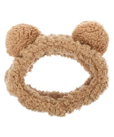 LALAFINA Plush Headband Bear Ear Face Wash Hairband Cartoon Makeup Spa Headwear Elastic Hair Turban Cute Hair Accessories