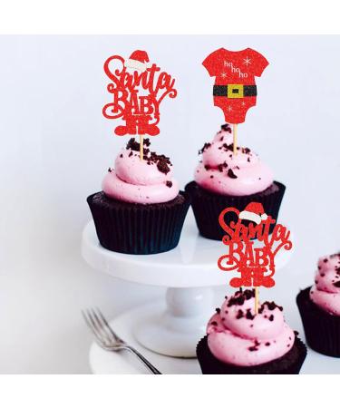 Keaziu 24 Pack Santa Baby Christmas Cupcake Toppers Picks Red Christmas cloth HoHoHo Celebrate Christmas Cupcake for Christmas Theme Birthday Party Cake Decorations Supplies Santa cloth - Buy Online on GoSupps.com