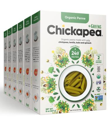 Chickapea Lentil Kale and Spinach Pasta - High Protein Organic Penne - Gluten Free, Non-GMO, Vegan Pasta - 8 oz (Pack of 6) - Buy Online on GoSupps.com