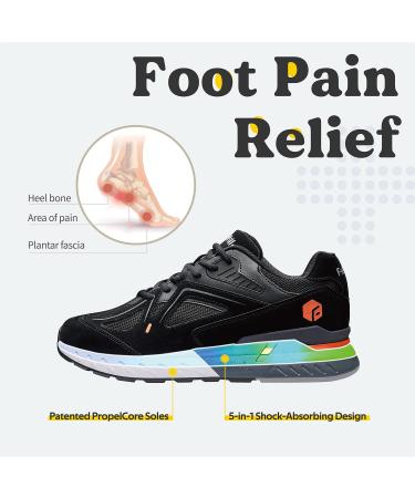 FitVille Extra Wide Walking Shoes for Men - Arch Support Sneakers for Flat Feet - Heel Pain Relief - 10.5 Wide - Black - Buy Online on GoSupps.com
